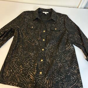 JM Collection Black and Gold Patterned Shirt/shacket